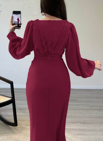 V-Neck Trumpet/Mermaid Long Sleeves Evening Dresses