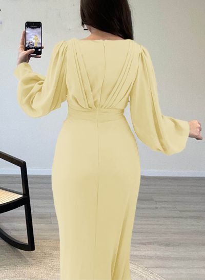 V-Neck Trumpet/Mermaid Long Sleeves Evening Dresses