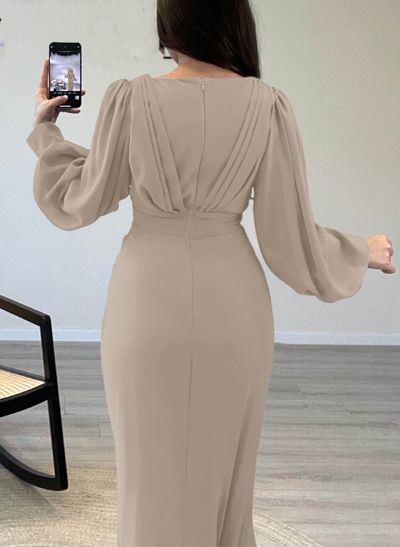 V-Neck Trumpet/Mermaid Long Sleeves Evening Dresses