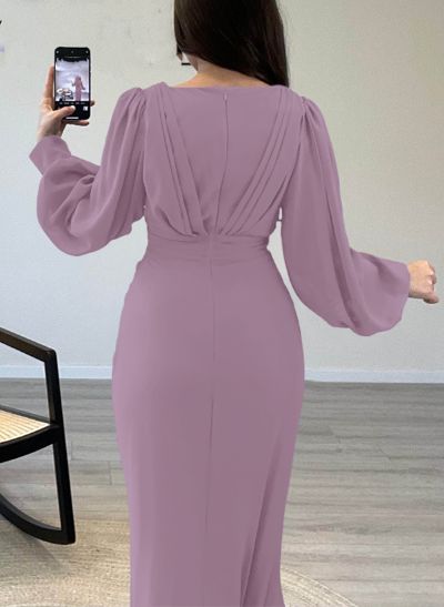 V-Neck Trumpet/Mermaid Long Sleeves Evening Dresses