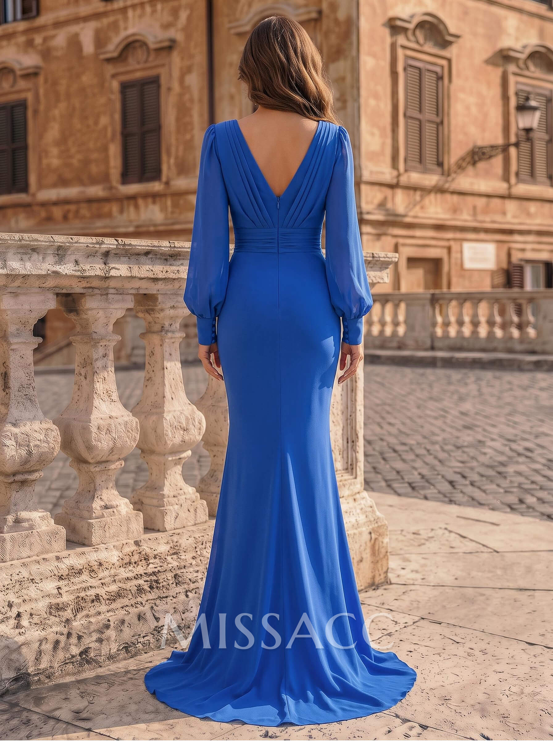 V-Neck Trumpet/Mermaid Long Sleeves Evening Dresses V-Neck Trumpet/Mermaid Long Sleeves Evening Dresses
