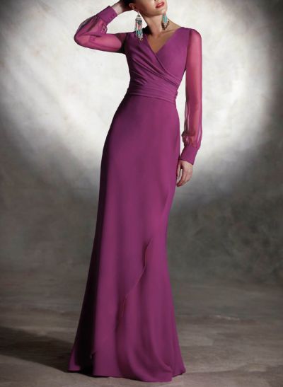 Elegant V-Neck Long Sleeves Mother Of The Bride Dresses