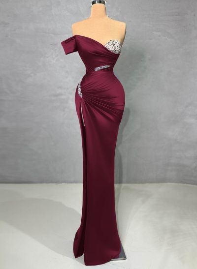 Sparkly Beading Off-The-Shoulder Evening Dresses With High Slit