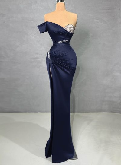 Sparkly Beading Off-The-Shoulder Evening Dresses With High Slit