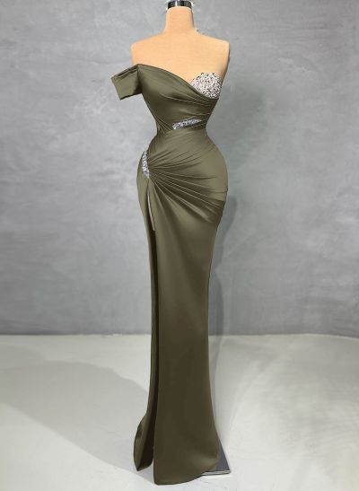 Sparkly Beading Off-The-Shoulder Evening Dresses With High Slit
