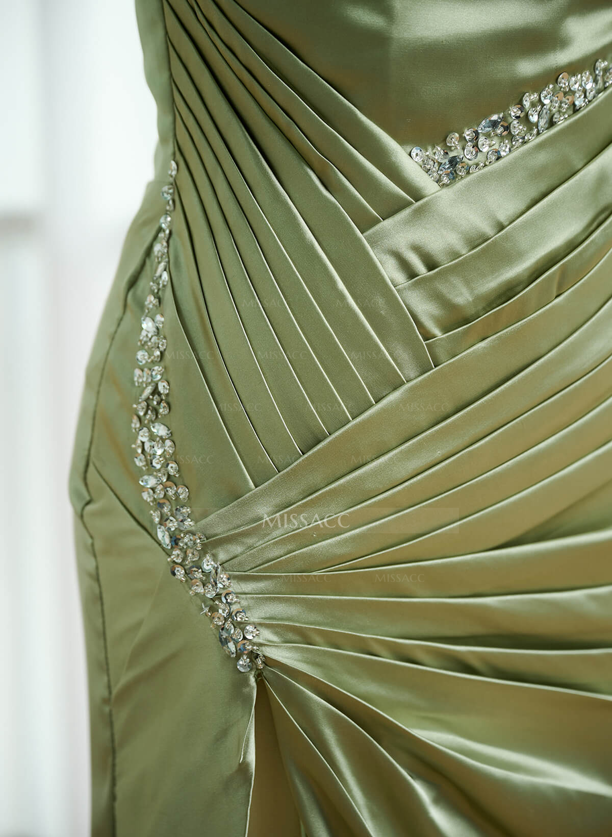 Sparkly Beading Off-The-Shoulder Evening Dresses With High Slit