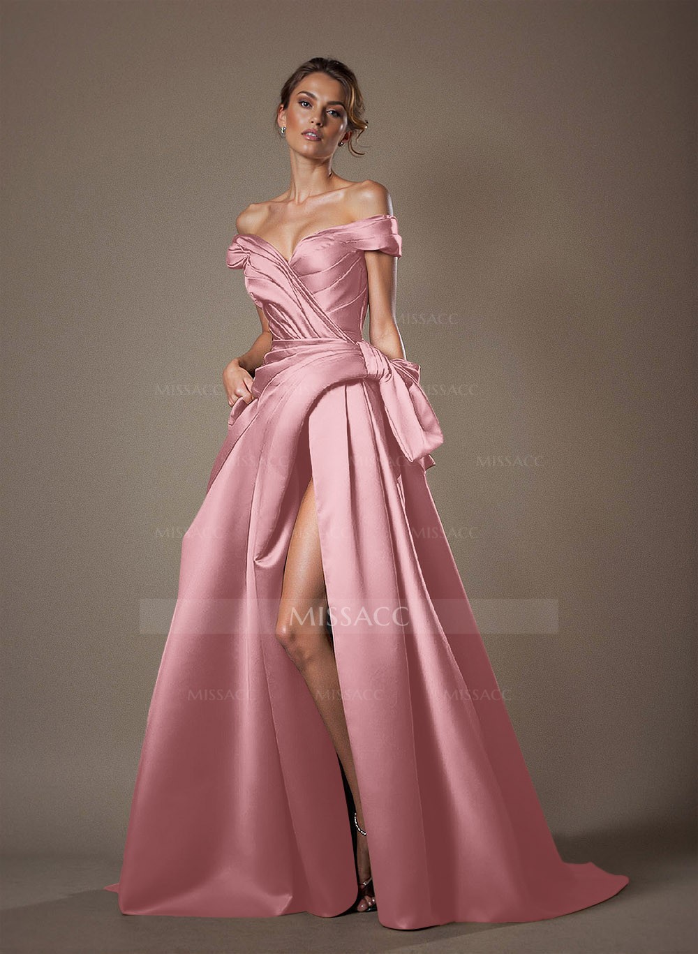 Off-The-Shoulder Sleeveless Satin Mother Of The Bride Dresses