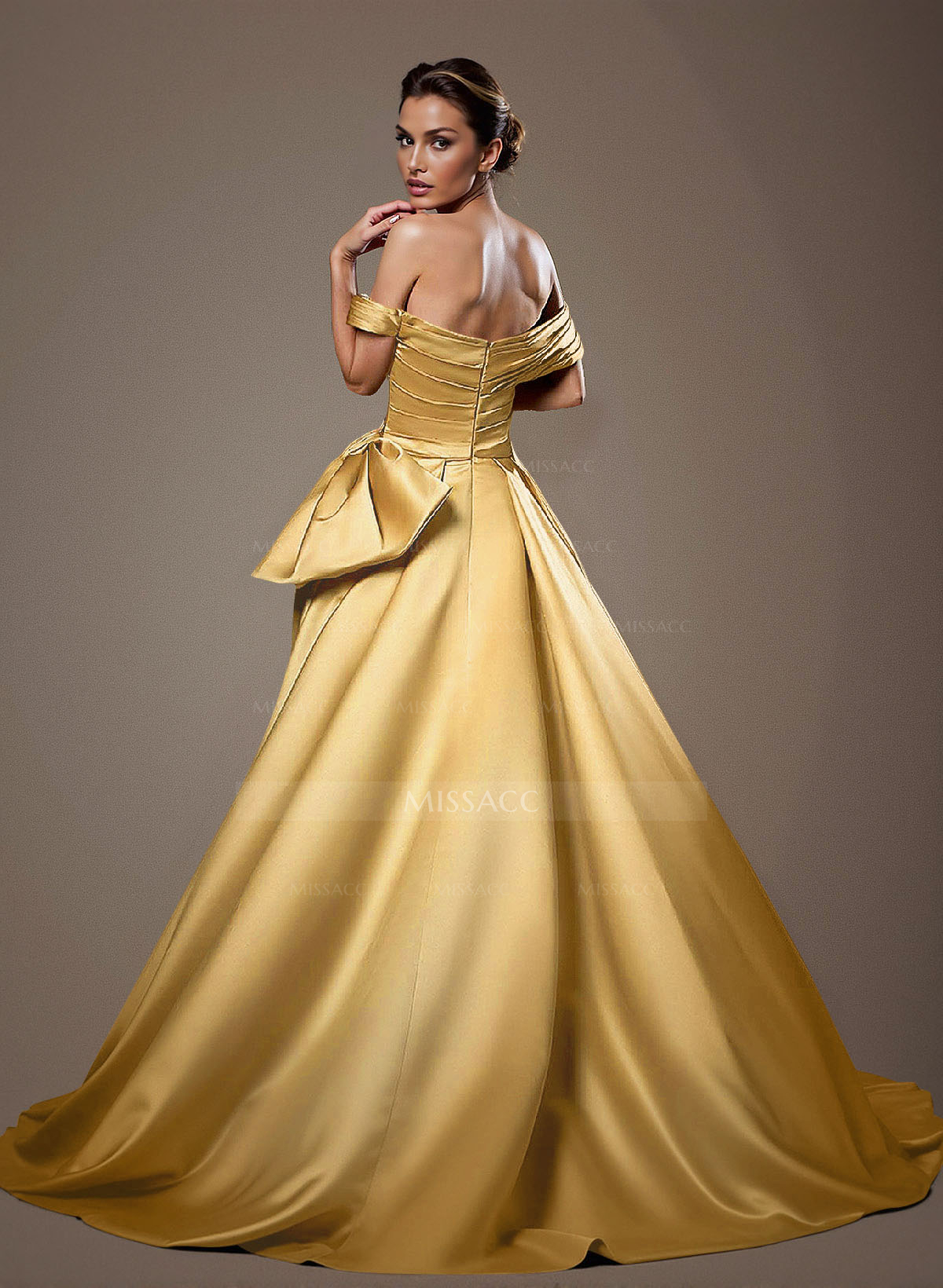 Off-The-Shoulder Sleeveless Satin Mother Of The Bride Dresses With Split Front