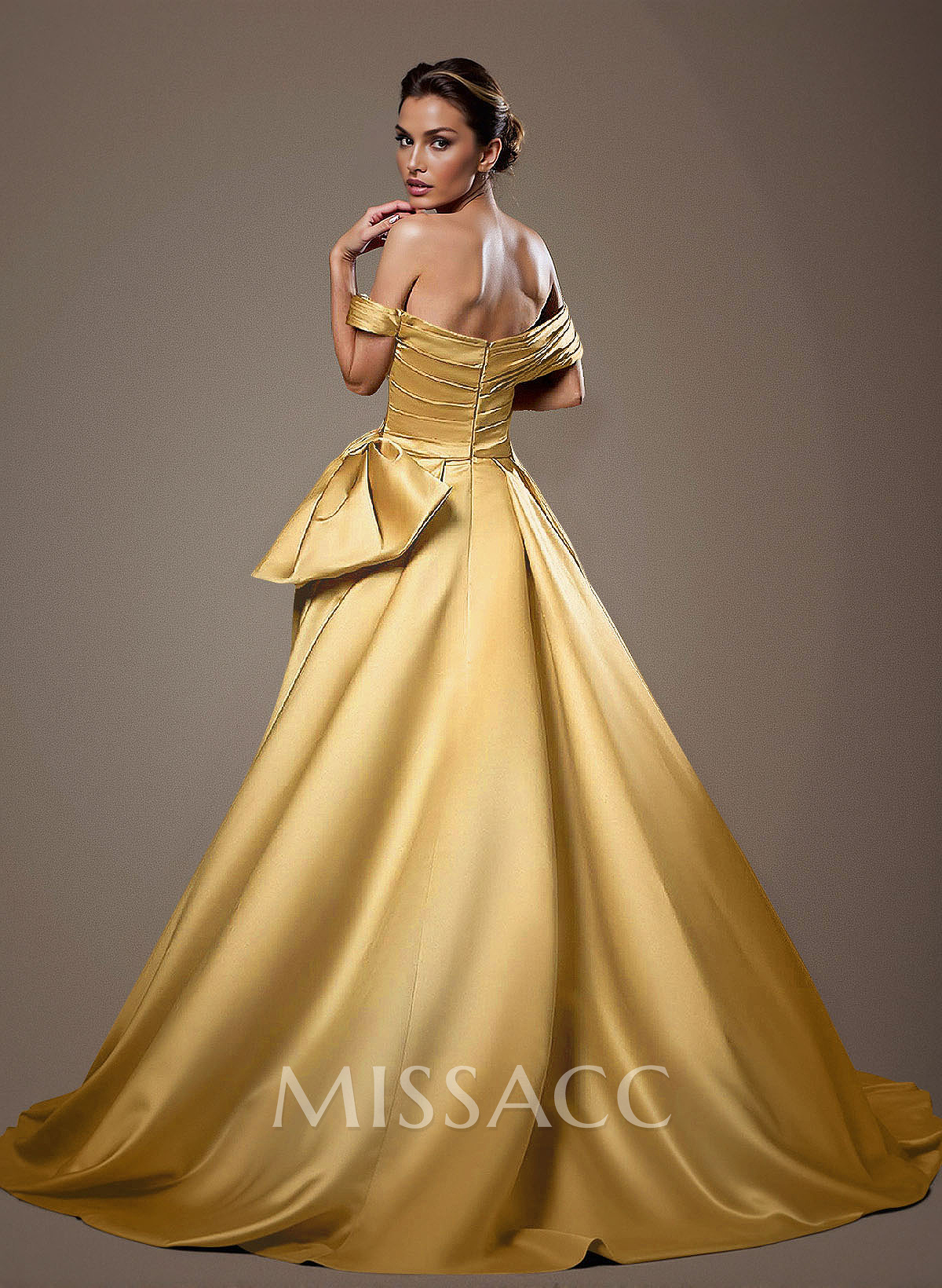 Off-The-Shoulder Sleeveless Satin Mother Of The Bride Dresses With Split Front