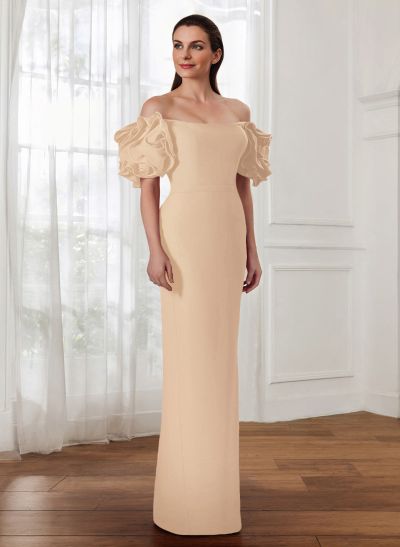 Column Off-The-Shoulder Elastic Satin Mother Of The Bride Dresses With Split Front