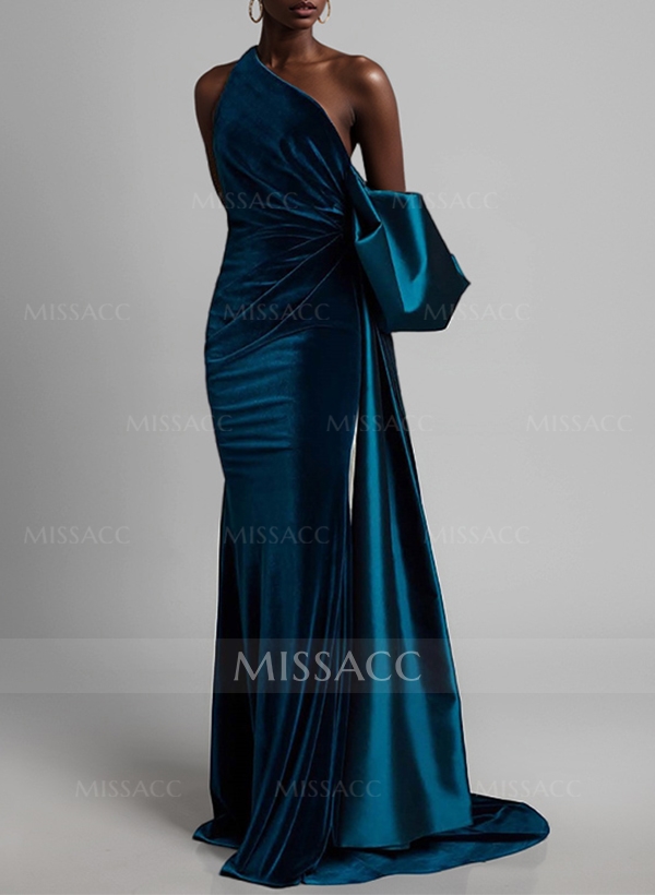 Sheath/Column One-Shoulder Satin/Velvet Mother Of The Bride Dresses