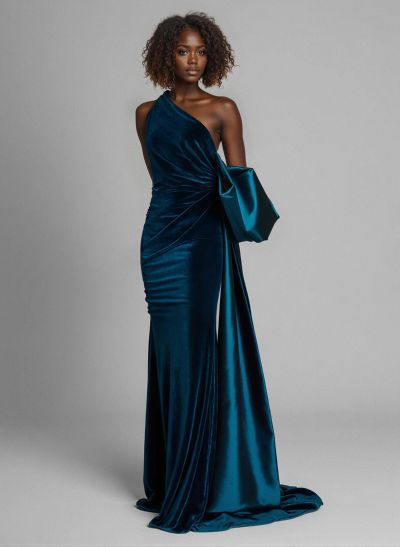 Sheath/Column One-Shoulder Satin/Velvet Mother Of The Bride Dresses