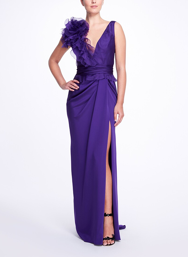 Sheath/Column V-Neck Sleeveless Mother Of The Bride Dresses With Split Front