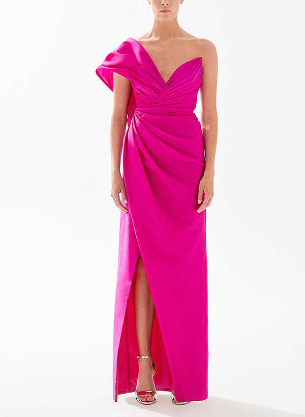 Sheath/Column One-Shoulder Taffeta Mother Of The Bride Dresses With Split Front