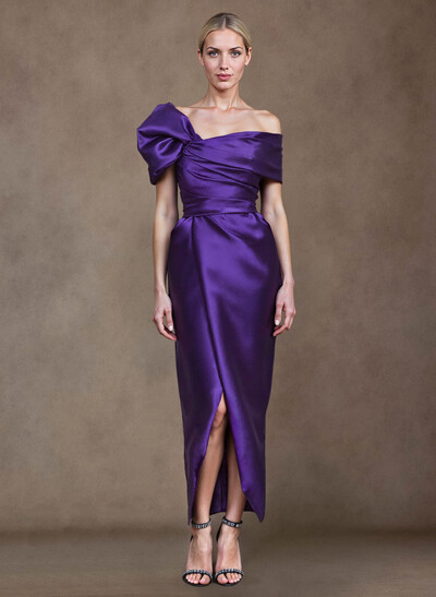 Sheath/Column Off-The-Shoulder Satin Mother Of The Bride Dresses