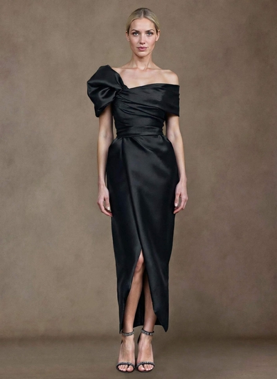Sheath/Column Off-The-Shoulder Satin Mother Of The Bride Dresses