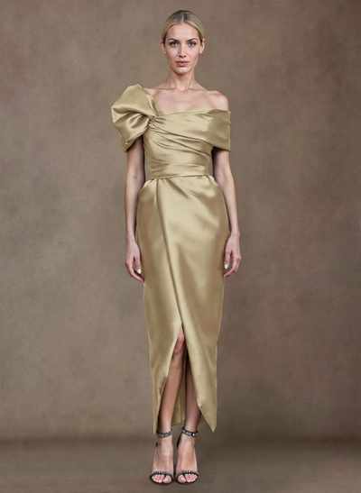 Sheath/Column Off-The-Shoulder Satin Mother Of The Bride Dresses