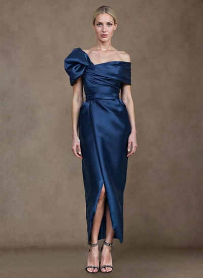 Sheath/Column Off-The-Shoulder Satin Mother Of The Bride Dresses
