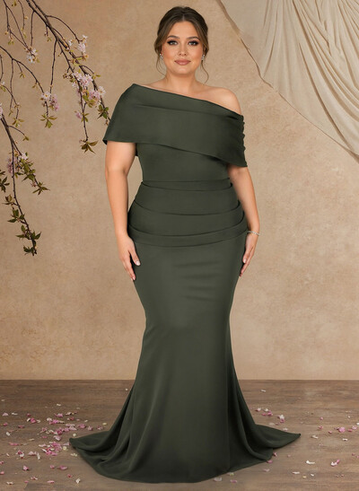 Trumpet/Mermaid Asymmetrical Neck Elastic Satin Mother Of The Bride Dresses