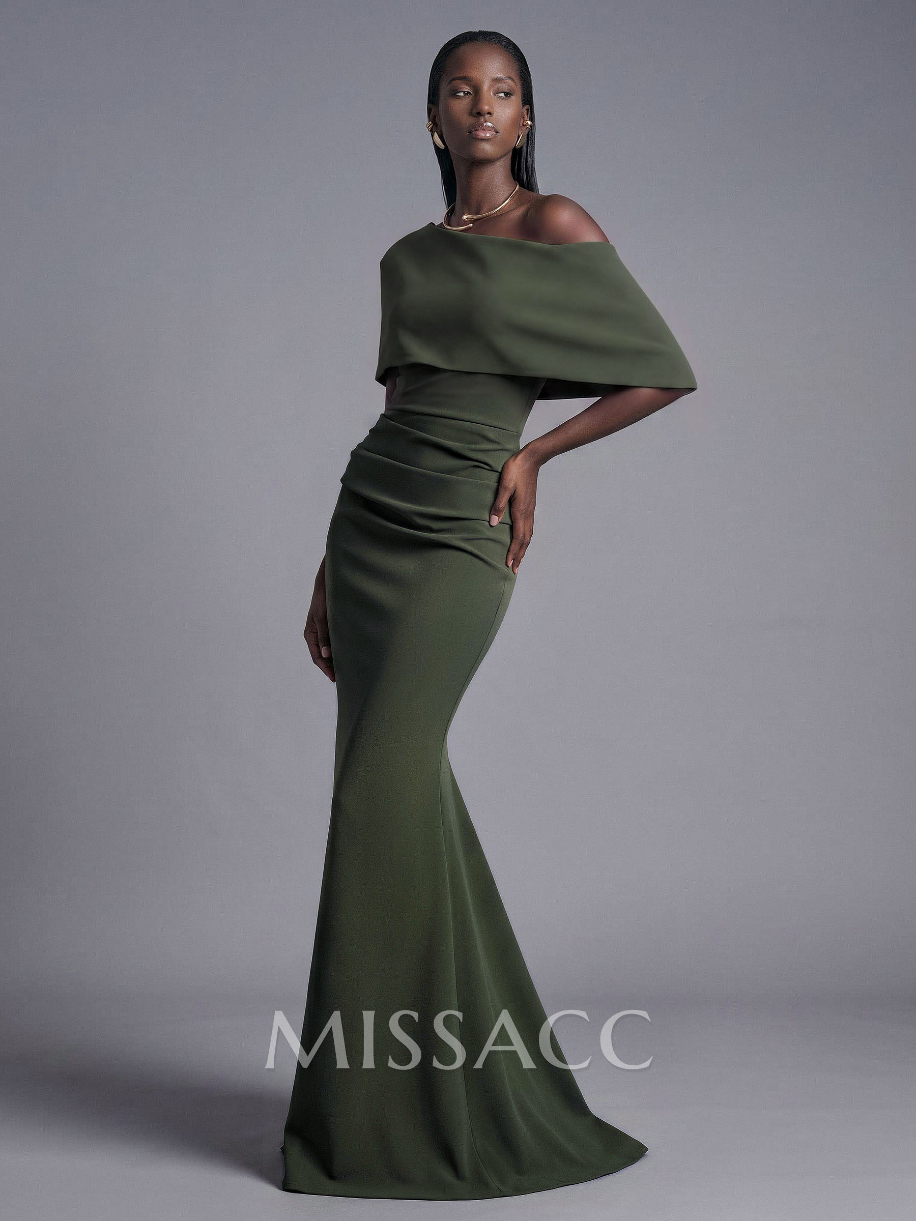 Trumpet/Mermaid Asymmetrical Neck Elastic Satin Mother Of The Bride Dresses Trumpet/Mermaid Asymmetrical Neck Elastic Satin Mother Of The Bride Dresses