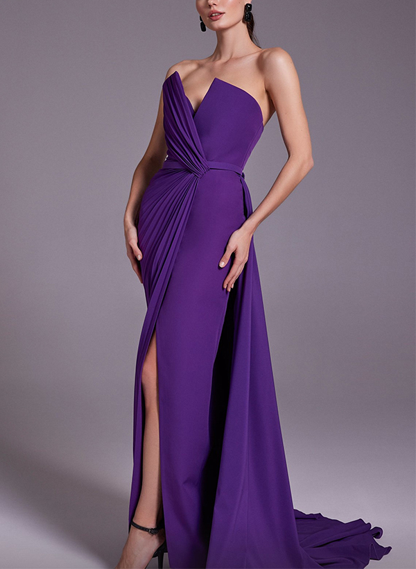 Sheath/Column Elastic Satin Mother Of The Bride Dresses With Split Front