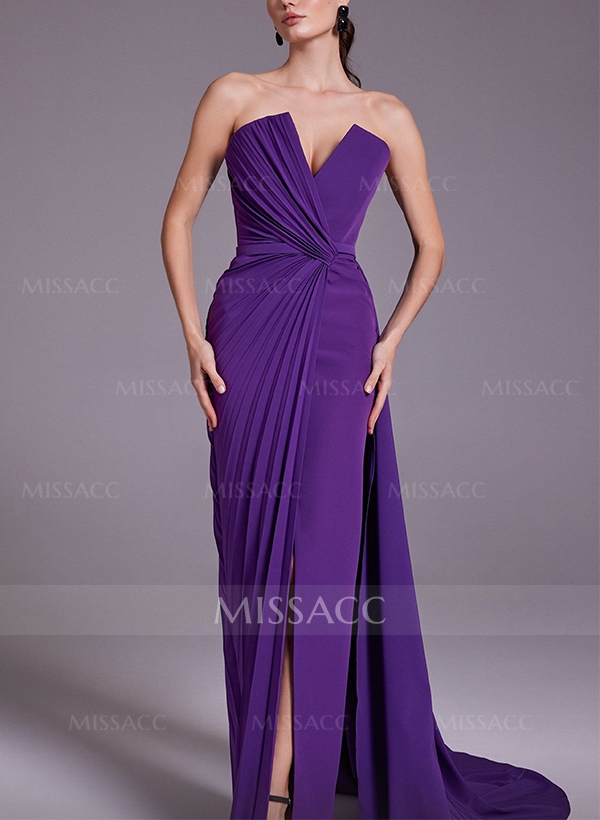 Sheath/Column Elastic Satin Mother Of The Bride Dresses With Split Front