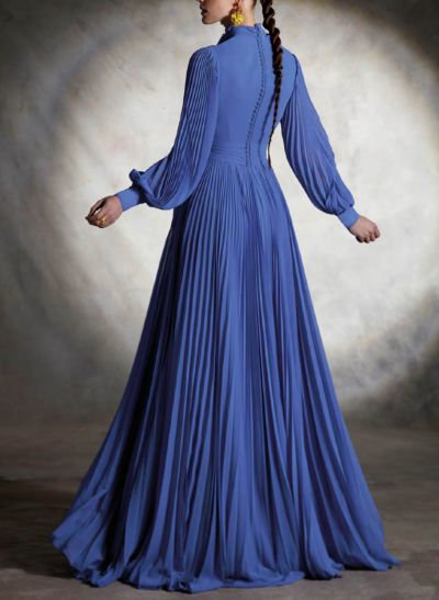 V-Neck Long Sleeves Chiffon Pleated Mother Of The Bride Dresses
