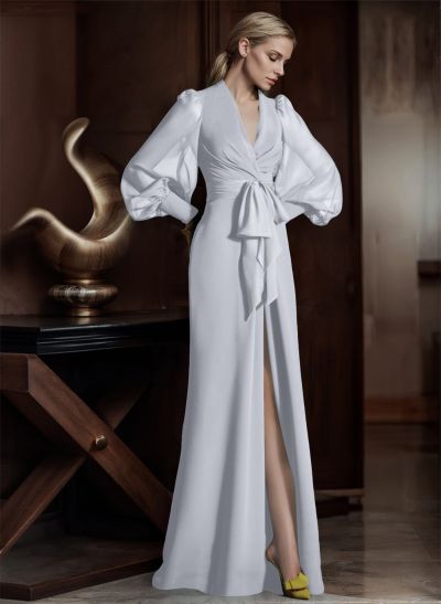 V-Neck Long Sleeves Simple Mother Of The Bride Dresses