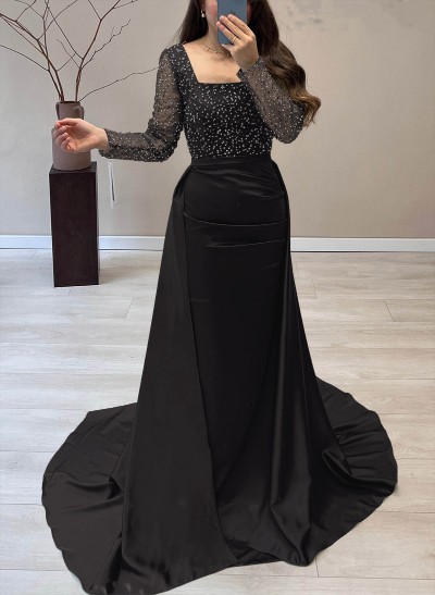 Sequined Square Neckline Long Sleeves Mother Of The Bride Dresses