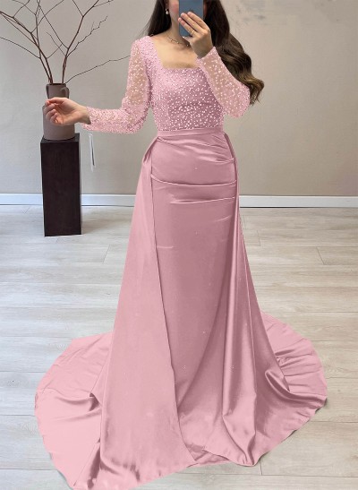 Sequined Square Neckline Long Sleeves Mother Of The Bride Dresses