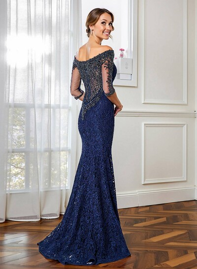 Trumpet/Mermaid Scoop Neck 1/2 Sleeves Lace Mother Of The Bride Dresses