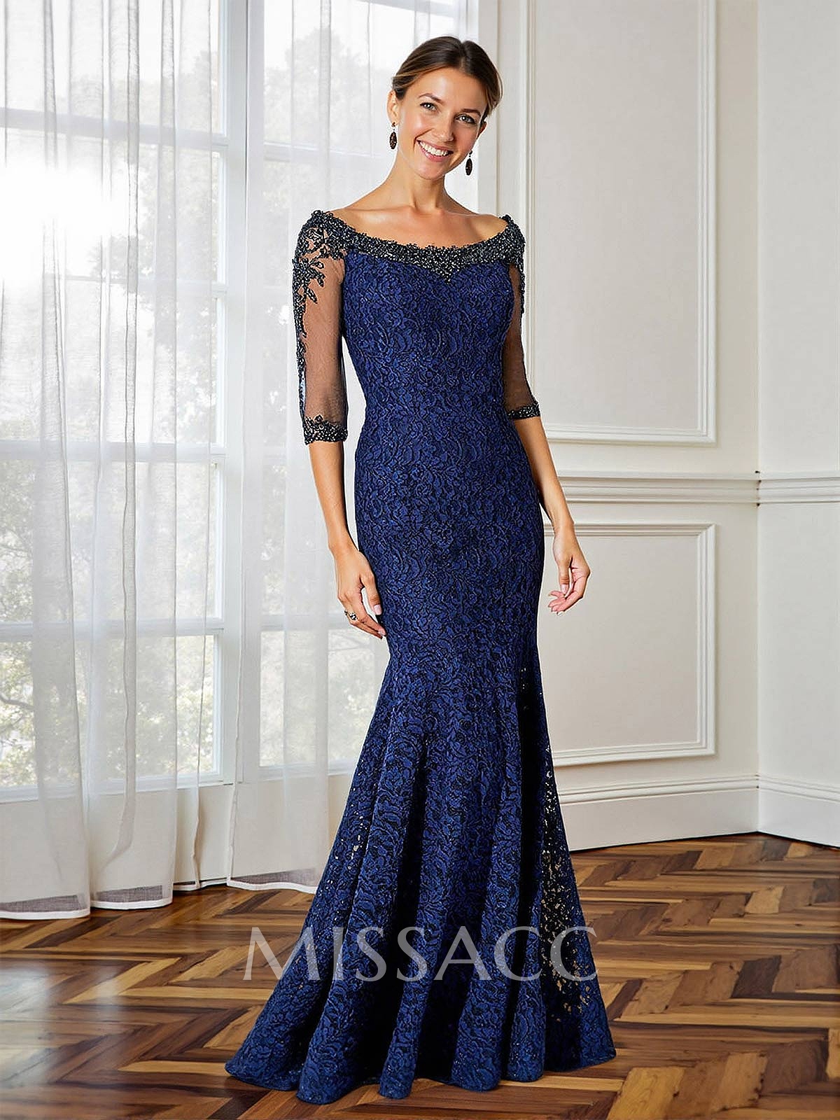 Trumpet/Mermaid Scoop Neck 1/2 Sleeves Lace Mother Of The Bride Dresses Trumpet/Mermaid Scoop Neck 1/2 Sleeves Lace Mother Of The Bride Dresses