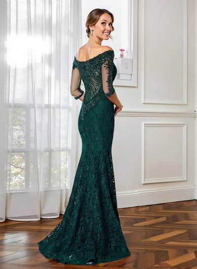 Trumpet/Mermaid Scoop Neck 1/2 Sleeves Lace Mother Of The Bride Dresses