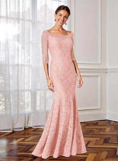 Trumpet/Mermaid Scoop Neck 1/2 Sleeves Lace Mother Of The Bride Dresses