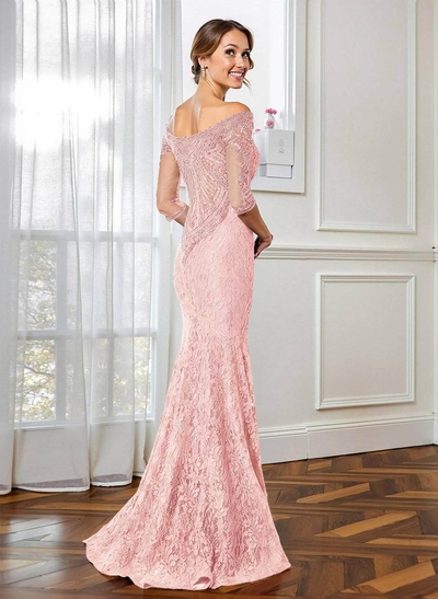 Trumpet/Mermaid Scoop Neck 1/2 Sleeves Lace Mother Of The Bride Dresses