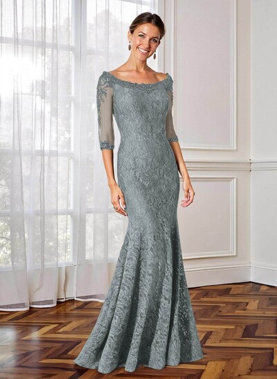 Trumpet/Mermaid Scoop Neck 1/2 Sleeves Lace Mother Of The Bride Dresses