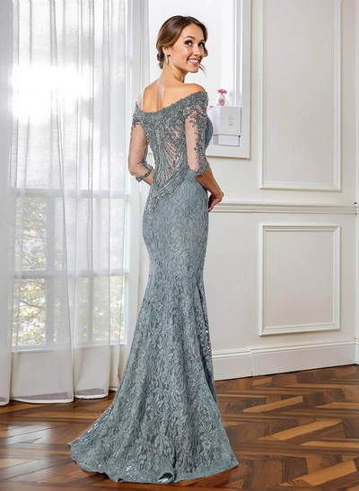 Trumpet/Mermaid Scoop Neck 1/2 Sleeves Lace Mother Of The Bride Dresses