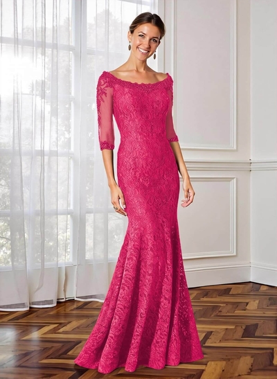 Trumpet/Mermaid Scoop Neck 1/2 Sleeves Lace Mother Of The Bride Dresses