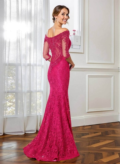 Trumpet/Mermaid Scoop Neck 1/2 Sleeves Lace Mother Of The Bride Dresses