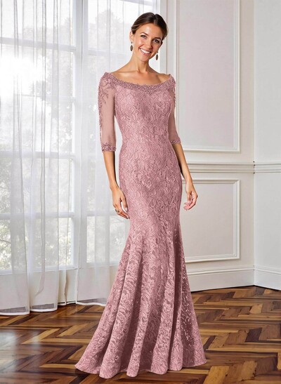 Trumpet/Mermaid Scoop Neck 1/2 Sleeves Lace Mother Of The Bride Dresses