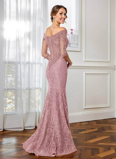 Trumpet/Mermaid Scoop Neck 1/2 Sleeves Lace Mother Of The Bride Dresses