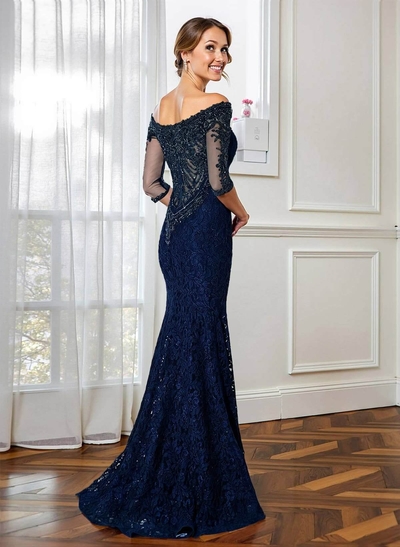 Trumpet/Mermaid Scoop Neck 1/2 Sleeves Lace Mother Of The Bride Dresses