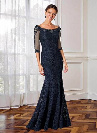 Trumpet/Mermaid Scoop Neck 1/2 Sleeves Lace Mother Of The Bride Dresses