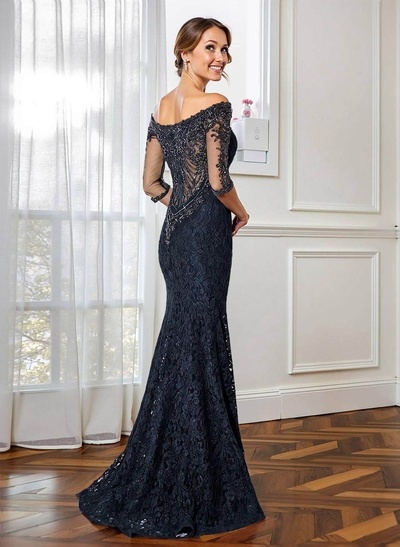 Trumpet/Mermaid Scoop Neck 1/2 Sleeves Lace Mother Of The Bride Dresses