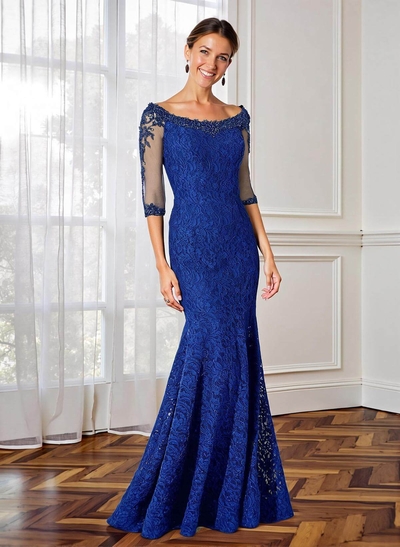 Trumpet/Mermaid Scoop Neck 1/2 Sleeves Lace Mother Of The Bride Dresses