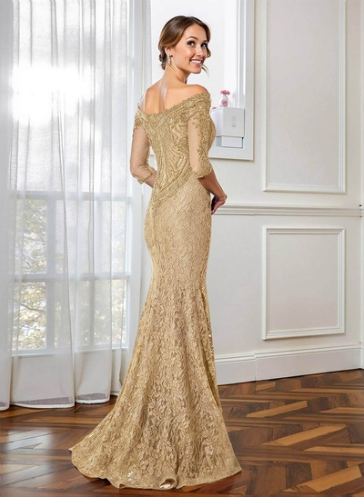 Trumpet/Mermaid Scoop Neck 1/2 Sleeves Lace Mother Of The Bride Dresses