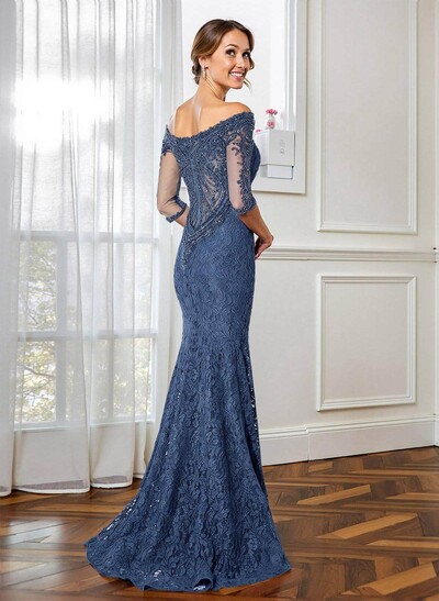 Trumpet/Mermaid Scoop Neck 1/2 Sleeves Lace Mother Of The Bride Dresses