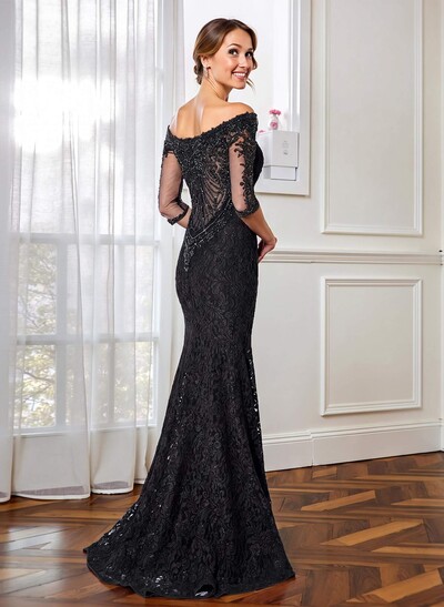 Trumpet/Mermaid Scoop Neck 1/2 Sleeves Lace Mother Of The Bride Dresses