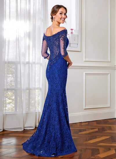 Trumpet/Mermaid Scoop Neck 1/2 Sleeves Lace Mother Of The Bride Dresses