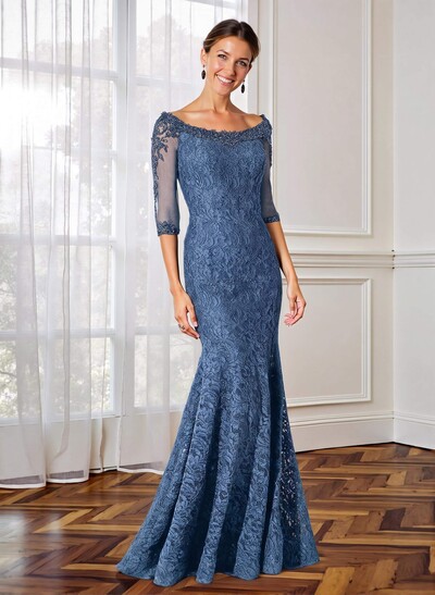 Trumpet/Mermaid Scoop Neck 1/2 Sleeves Lace Mother Of The Bride Dresses